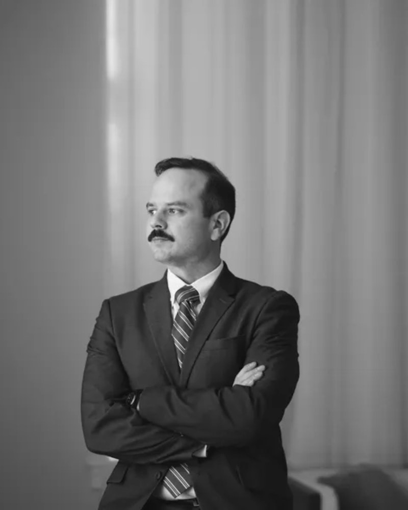 black and white photo of Jeremy Stochaj